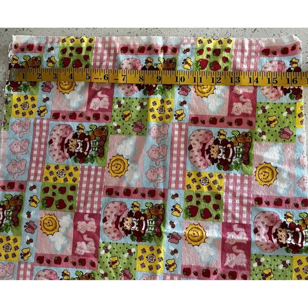 Strawberry Shortcake Patchwork Flannel Fabric Remnant 20